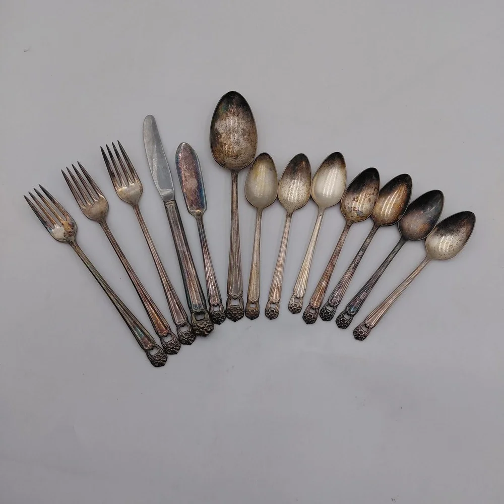 1847 Rogers Bros Eternally Yours Silverplate Flatware Lot 13 Pcs Floral Cut Out